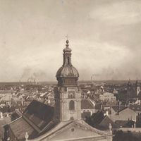 Győr város látképe a Püspökvárból